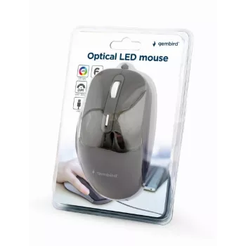 Gembird MUS-6B-02 Optinė LED pelė laidinė USB – 6 mygtukų ratukas juoda
