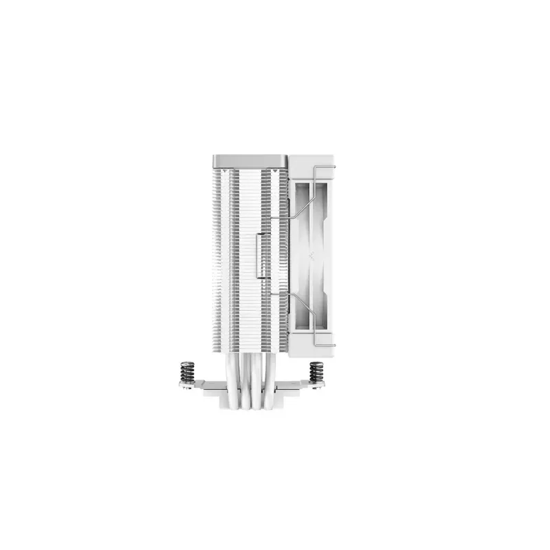 Oro aušintuvas DeepCool AK400 WH — 4×6 mm variniai šilumos vamzdeliai, 120 mm FDB ventiliatorius, 1850 RPM, 66,47 CFM, baltas