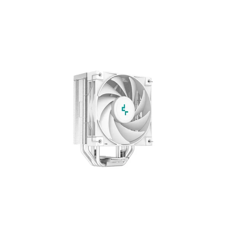 Oro aušintuvas DeepCool AK400 WH — 4×6 mm variniai šilumos vamzdeliai, 120 mm FDB ventiliatorius, 1850 RPM, 66,47 CFM, baltas