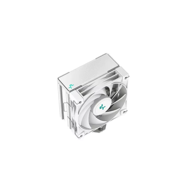 Oro aušintuvas DeepCool AK400 WH — 4×6 mm variniai šilumos vamzdeliai, 120 mm FDB ventiliatorius, 1850 RPM, 66,47 CFM, baltas
