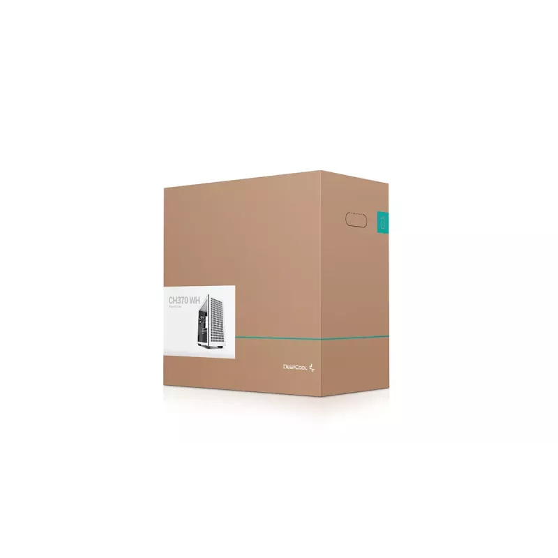 Korpusas DeepCool CH370 WH Mini Tower — Baltas, micro ATX/Mini-ITX, grūdintas stiklas, RGB ventiliatoriai, 2x 3,5 colio vietos, 3x 2,5 colio vietos, GPU iki 320 mm