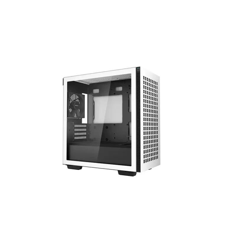 Korpusas DeepCool CH370 WH Mini Tower — Baltas, micro ATX/Mini-ITX, grūdintas stiklas, RGB ventiliatoriai, 2x 3,5 colio vietos, 3x 2,5 colio vietos, GPU iki 320 mm