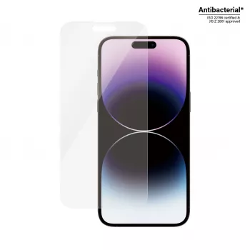 Apsauginis stiklas PanzerGlass Apple iPhone 14 Pro Max Classic Fit, atsparus įbrėžimams ir smūgiams