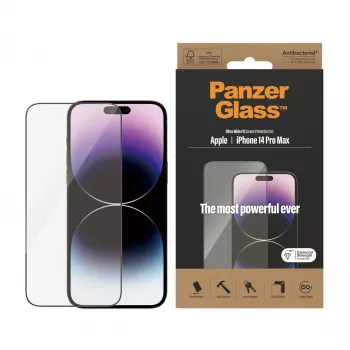 Apsauginis stiklas PanzerGlass Apple iPhone 14 Pro Max Ultra-Wide Fit, atsparus įbrėžimams ir smūgiams