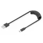 Digitus USB 2.0 USB A į USB C spiralinis kabelis 1 m 0,48 Gbit/s juodas