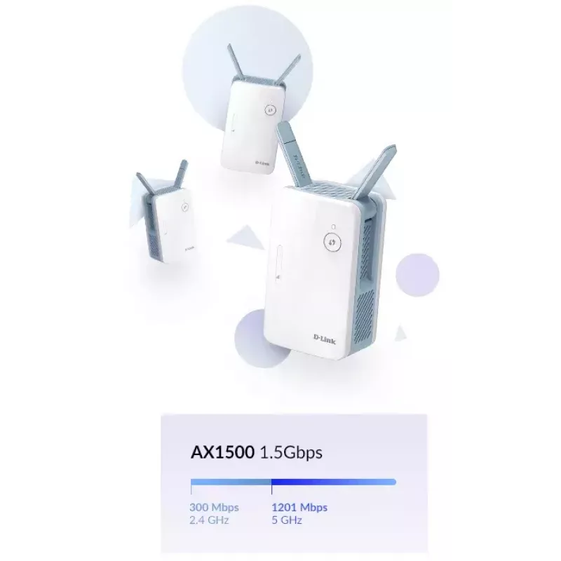 D-Link E15/E belaidžio tinklo stiprintuvas, baltas, 10/100/1000 Mbit/s