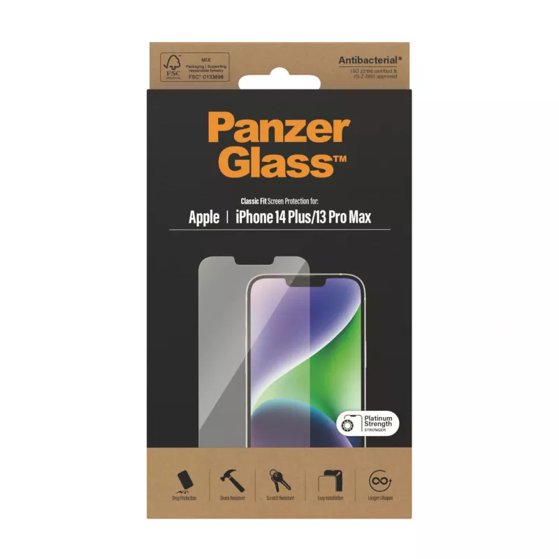 Apsauginis stiklas PanzerGlass Apple iPhone 14 Plus / 13 Pro Max atsparus įbrėžimams ir smūgiams