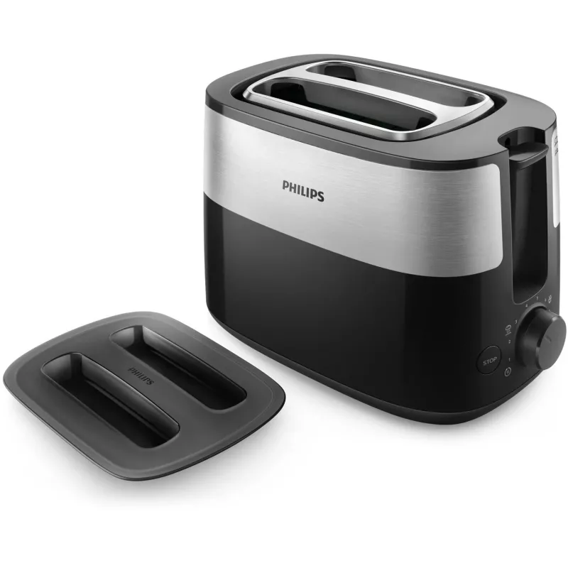 Philips Daily Collection HD2517/90 skrudintuvas, 2 vietų, 830 W, juodos/sidabro spalvos