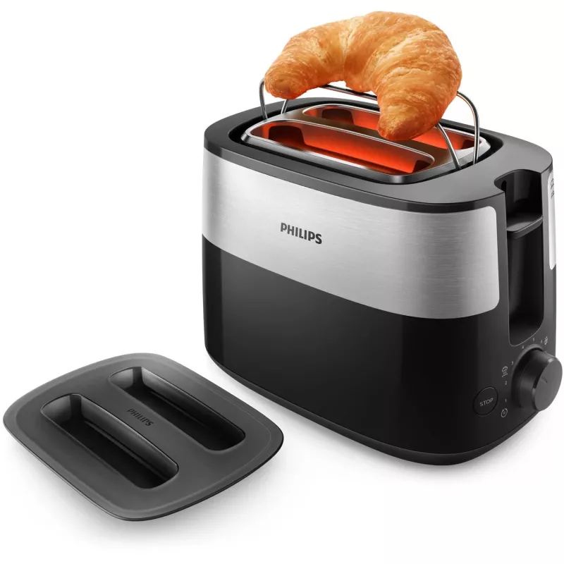 Philips Daily Collection HD2517/90 skrudintuvas, 2 vietų, 830 W, juodos/sidabro spalvos