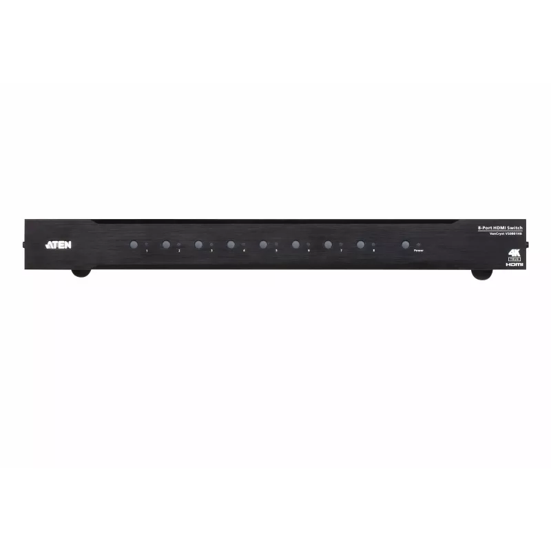 ATEN VS0801HB 8 prievadų True 4K HDMI jungiklis, metalinis, juodas, 60 Hz
