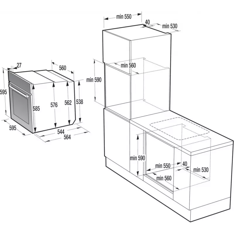 Gorenje BO3CO4L02 1 BOS67371CLB PL_ILCL įmontuojama elektrinė orkaitė, 77 L, 2300 W