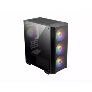 PC korpusas MSI MAG FORGE M100A Micro Tower juodas su grūdintu stiklu, 3x120mm priekiniai ventiliatoriai, RGB, microATX/Mini-ITX