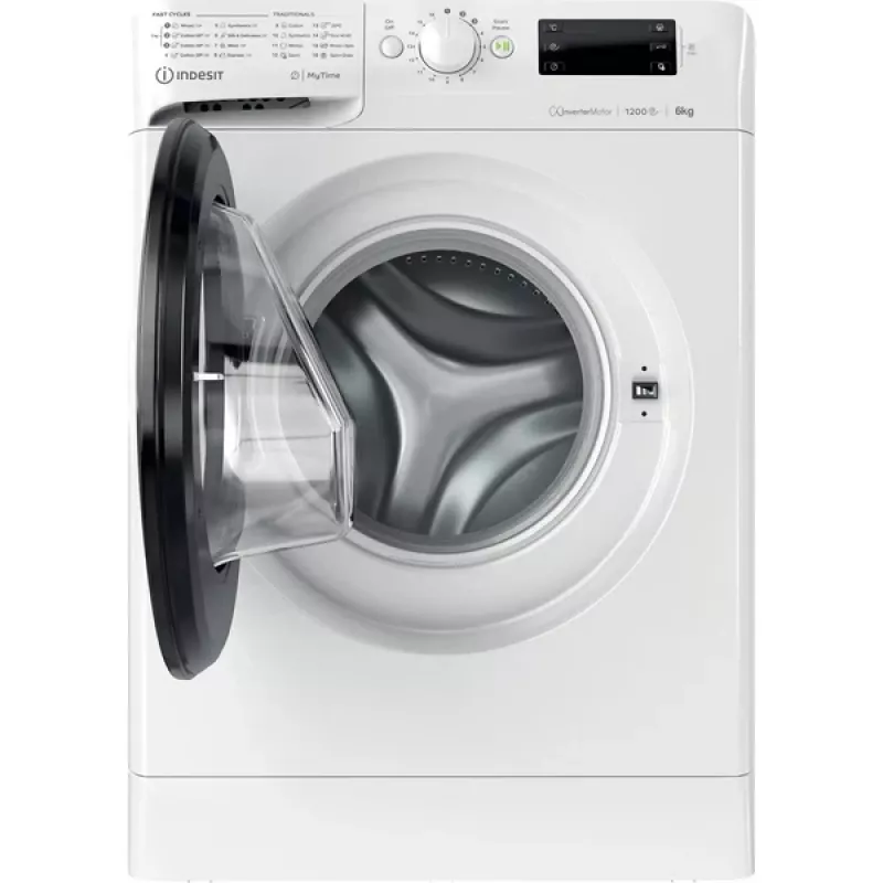Indesit MTWSE 61294 WK EE skalbyklė, priekinis pakrovimas, 6 kg, 1151 aps./min., balta