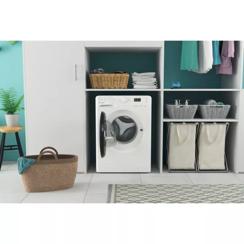 Indesit MTWSA 61294 WK EE skalbyklė, priekinė pakrova, 6 kg, 1151 aps./min., balta