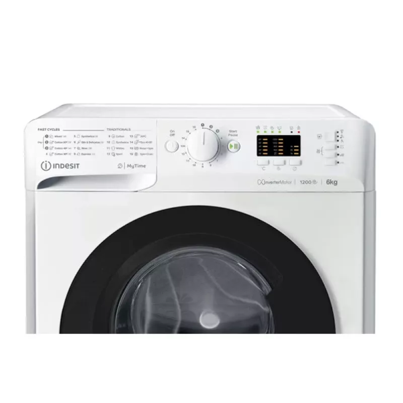Indesit MTWSA 61294 WK EE skalbyklė, priekinė pakrova, 6 kg, 1151 aps./min., balta