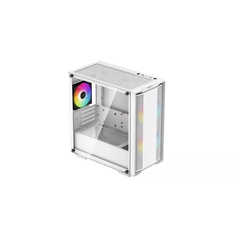 Korpusas DeepCool CC360 WH ARGB Mini Tower Baltas – Micro‑ATX/Mini‑ITX, grūdintas stiklas, 2x 3,5 colio + 3x 2,5 colio, 2x priekiniai 120 mm ventiliatoriai
