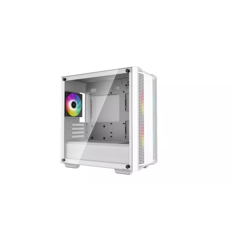 Korpusas DeepCool CC360 WH ARGB Mini Tower Baltas – Micro‑ATX/Mini‑ITX, grūdintas stiklas, 2x 3,5 colio + 3x 2,5 colio, 2x priekiniai 120 mm ventiliatoriai