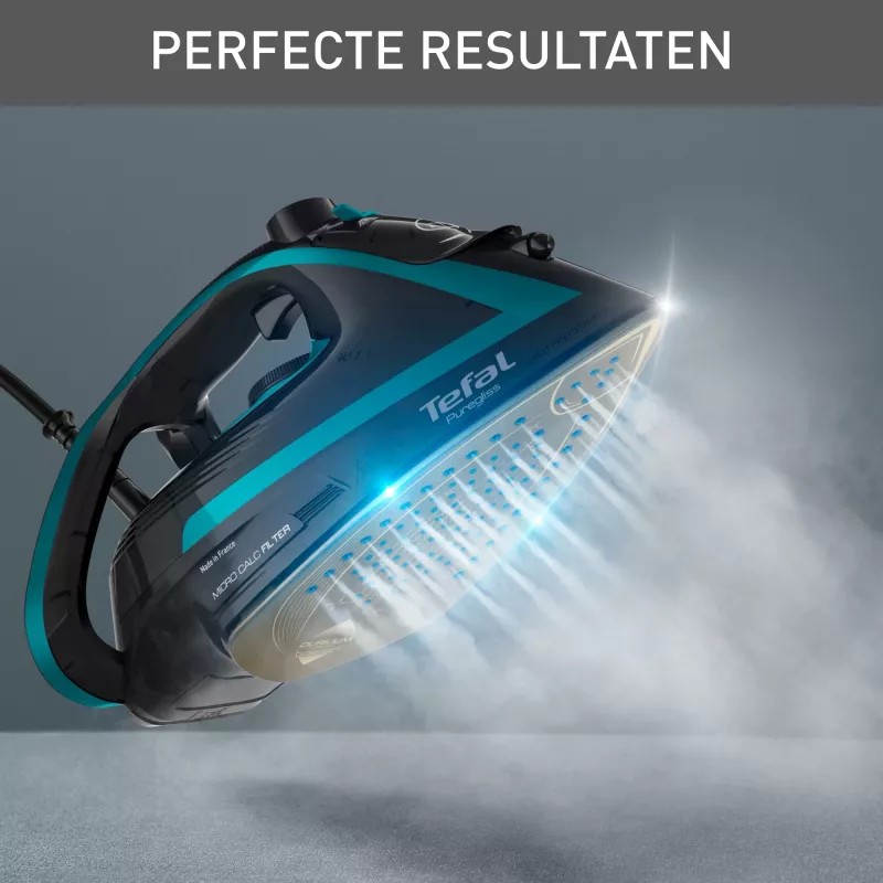 Tefal Puregliss FV8066 sausas ir garinis lygintuvas su Durilium AirGlide Autoclean padu, 3000 W, juodas, mėlynas