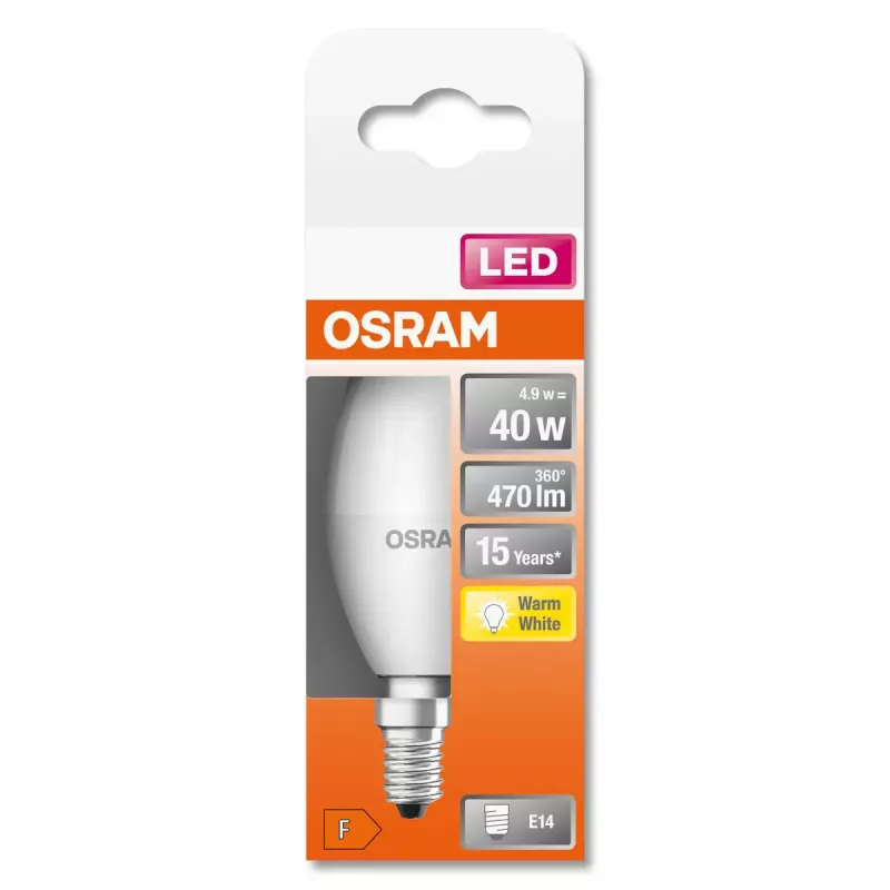 LED lemputė Ledvance STAR 5 W E14, 2700 K šilta balta, 470 lm