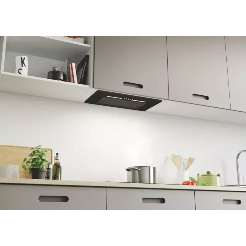 Įmontuojamas gartraukis CANDY CPY5MBG, 520 mm, 298 m³/h, juodas stiklas, ortakinis/cirkuliacinis