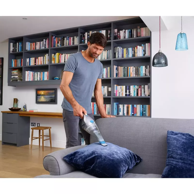 Black & Decker NVC215WA-QW DustBuster belaidis rankinis dulkių siurblys, 0,3 l talpa dulkėms, 1500 mAh ličio jonų, plaunamas filtras, mėlynas/pilkas