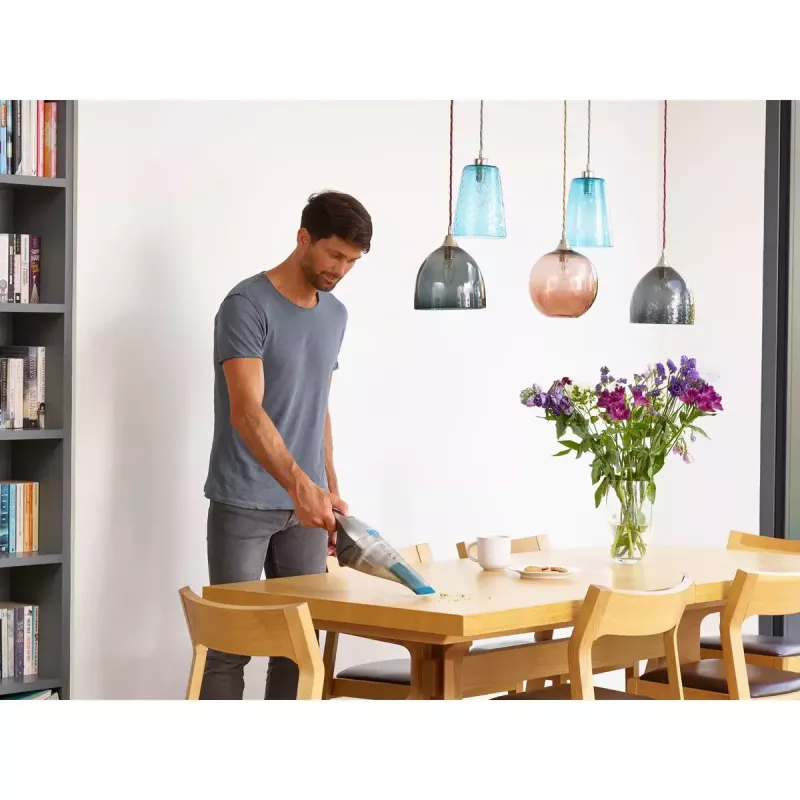 Black & Decker NVC215WA-QW DustBuster belaidis rankinis dulkių siurblys, 0,3 l talpa dulkėms, 1500 mAh ličio jonų, plaunamas filtras, mėlynas/pilkas