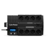 Nepertraukiamo maitinimo šaltinis CYBERPOWER BR1000ELCD – linijinis-interaktyvus UPS 1 kVA / 600 W, 8 lizdai F tipo, USB, stalinis, juodas