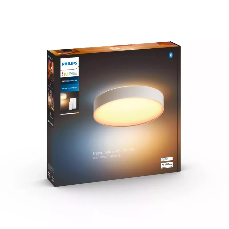 Philips Hue White ambience Enrave didelis lubinis šviestuvas, protingas lubinis šviestuvas, Bluetooth, Baltas, LED, Metalinis, Nekeičiama lemputė