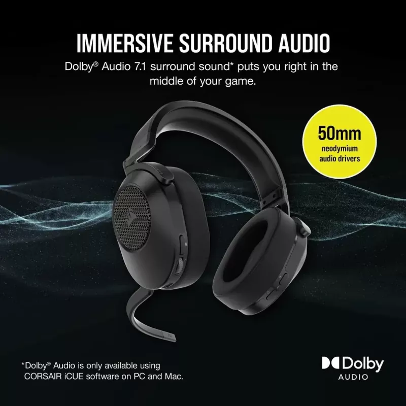 CORSAIR Gaming Headset HS65 Wireless – anglies spalvos