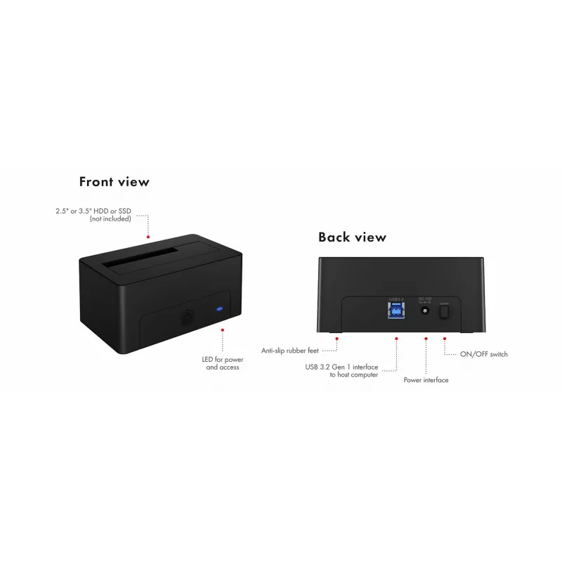 ICY BOX IB-1121-U3 USB 3.2 Gen 1 (3.1 Gen 1) Type-A juoda