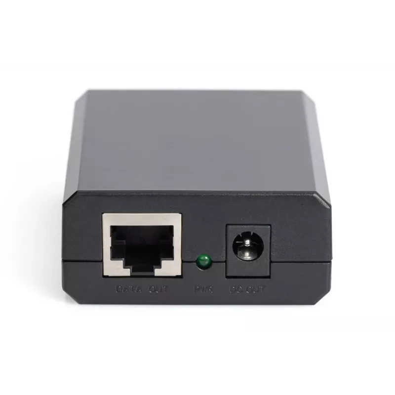 DIGITUS Gigabit PoE+ skirstytuvas, 10/100/1000 Mbps, 24W Įvadas: 802.3at PoE, Išvadas: 5V/2A, 9V/2A, 12V/2A, plastikinis korpusas, juoda