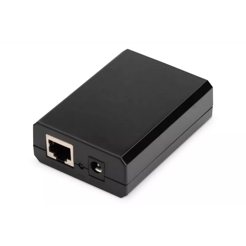 DIGITUS Gigabit PoE+ skirstytuvas, 10/100/1000 Mbps, 24W Įvadas: 802.3at PoE, Išvadas: 5V/2A, 9V/2A, 12V/2A, plastikinis korpusas, juoda