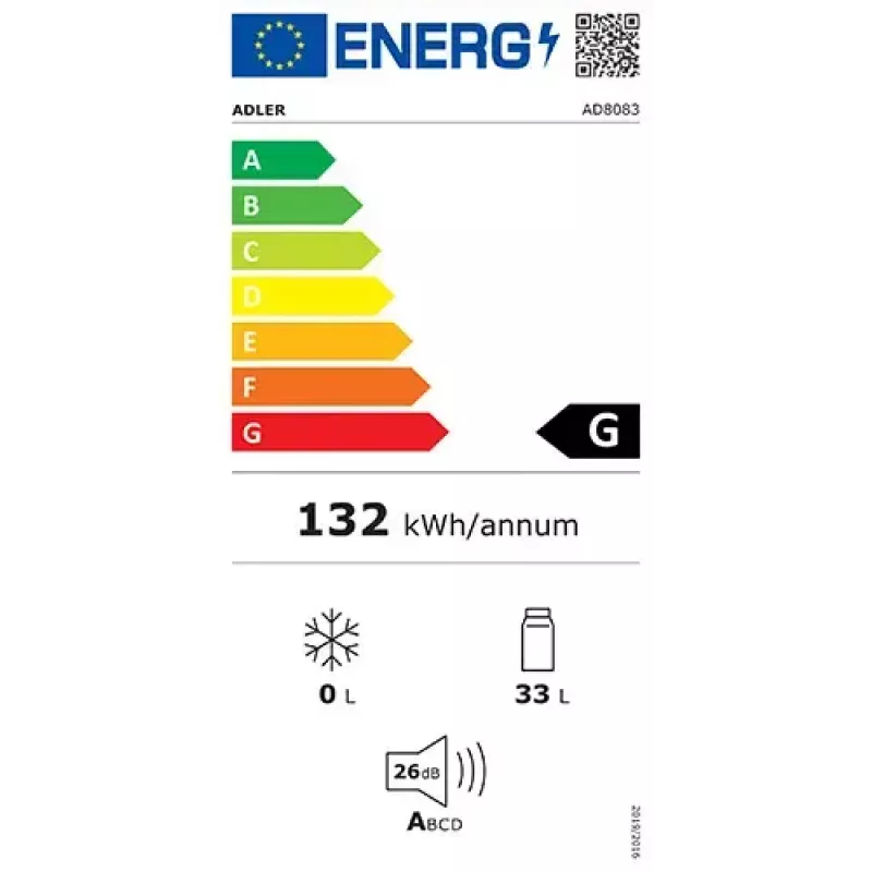 Termoelektrinis vyno aušintuvas Adler AD 8083 – 12 butelių, laisvai pastatomas, juodas, 33 l, 12–18 °C