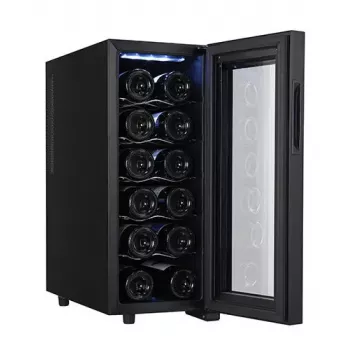 Termoelektrinis vyno aušintuvas Adler AD 8083 – 12 butelių, laisvai pastatomas, juodas, 33 l, 12–18 °C