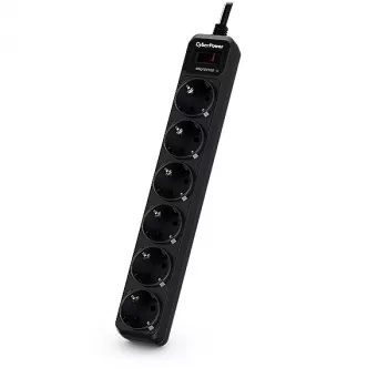 CyberPower Essential B0620SC0-DE juodas lizdų blokas su viršįtampių apsauga