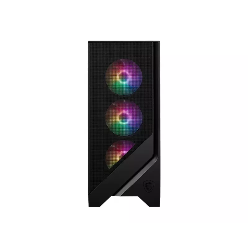 Korpusas MSI MAG FORGE 120A AIRFLOW Midi Tower — Juodas, Grūdintas Stiklas, Tinklelis, 3×120mm priekiniai ventiliatoriai, 2×120mm viršutiniai ventiliatoriai, ATX palaikymas