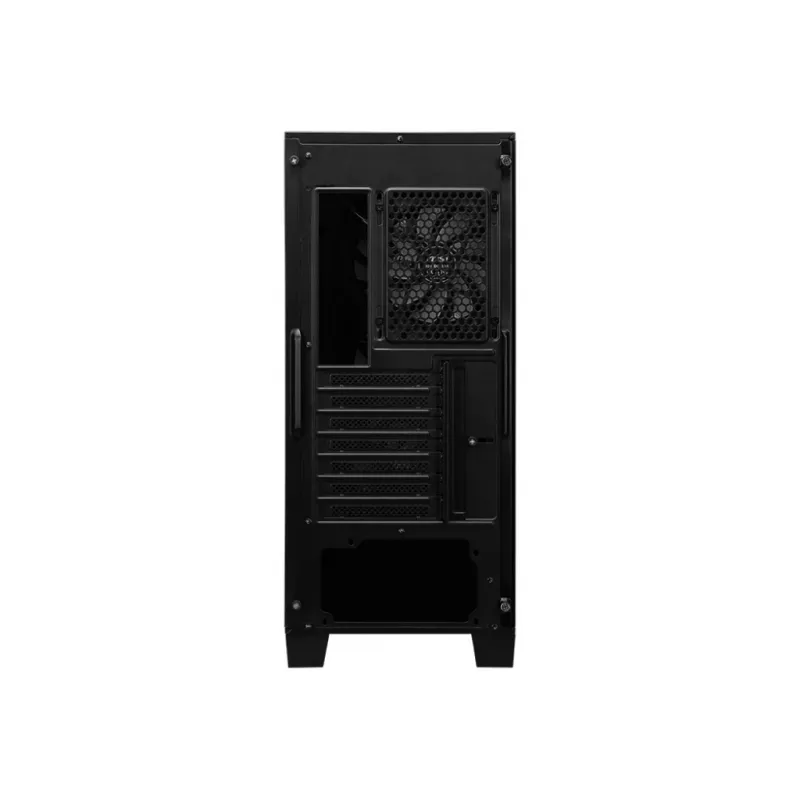 Korpusas MSI MAG FORGE 120A AIRFLOW Midi Tower — Juodas, Grūdintas Stiklas, Tinklelis, 3×120mm priekiniai ventiliatoriai, 2×120mm viršutiniai ventiliatoriai, ATX palaikymas