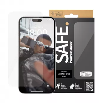 PanzerGlass SAFE. by ® Ekrano apsauginis stiklas iPhone 15 Plus | Ultra-Wide Fit