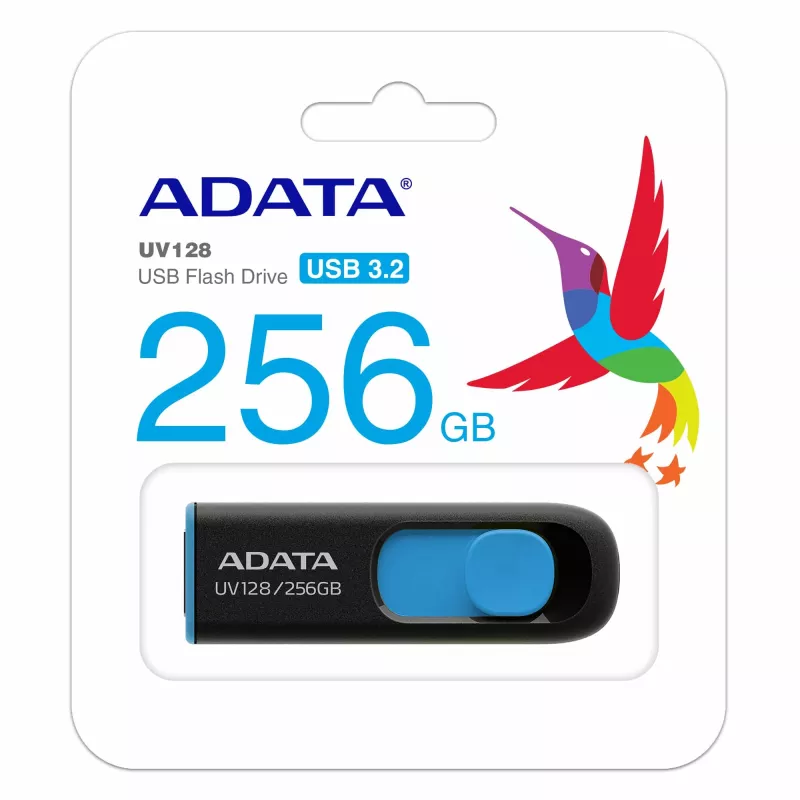 ADATA UV128 USB atmintukas 256 GB USB Type-A 3.2 Gen 1 (3.1 Gen 1) Juoda, Mėlyna