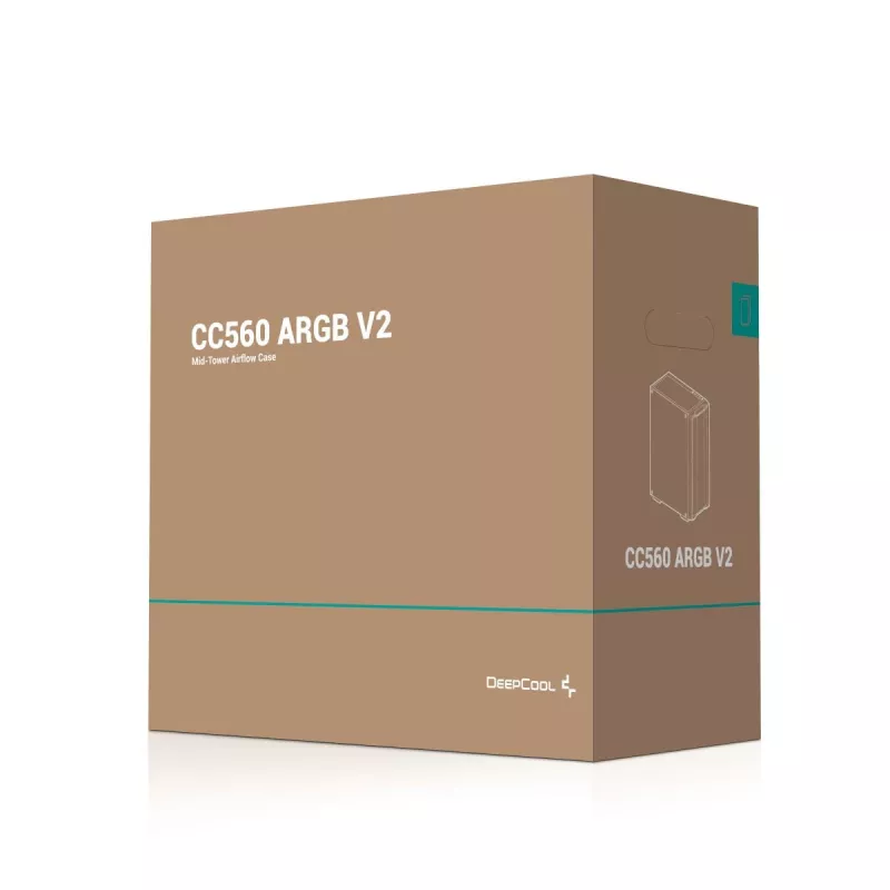 Korpusas DeepCool CC560 ARGB V2 Midi Tower Black — ATX/Micro‑ATX/Mini‑ITX, grūdintas stiklas, aRGB, palaiko iki 370 mm GPU
