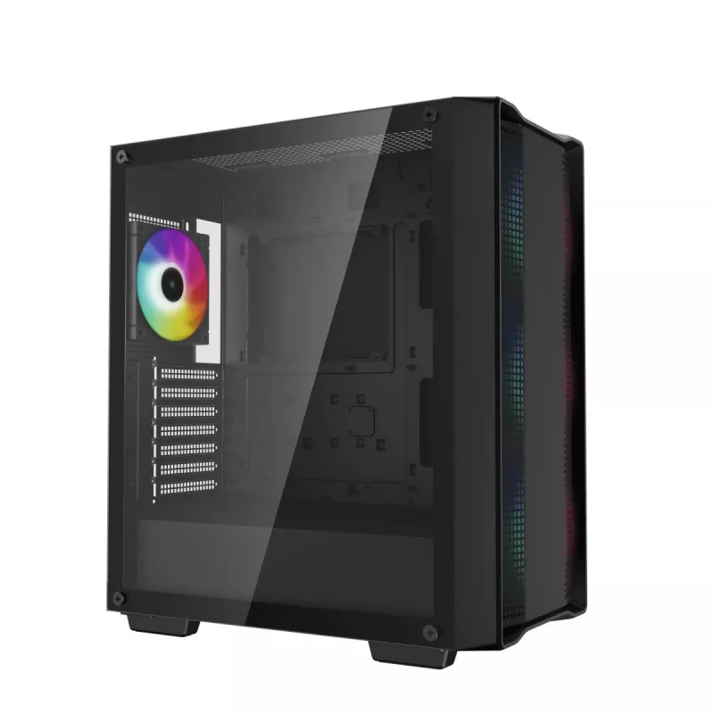 Korpusas DeepCool CC560 ARGB V2 Midi Tower Black — ATX/Micro‑ATX/Mini‑ITX, grūdintas stiklas, aRGB, palaiko iki 370 mm GPU