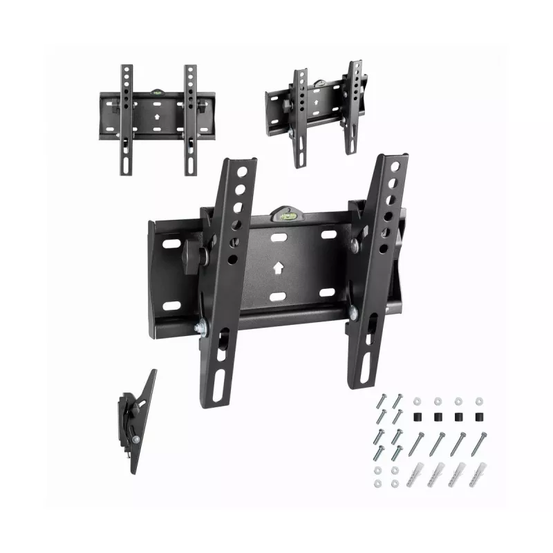 Gembird WM-42T-02 nuožulnus televizoriaus tvirtinimas prie sienos 23–42", kampas -12°/+12°, VESA 75x75–200x200, iki 30 kg, 5,3 cm nuo sienos, iš plieno, juodas