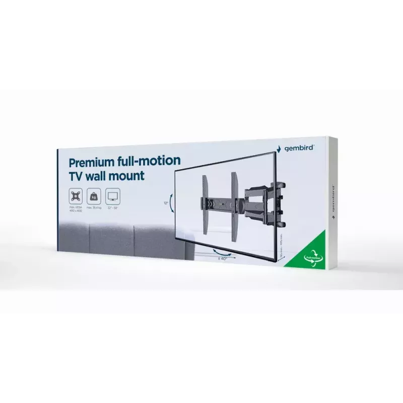 Gembird WM-58ST-01 plieninis TV laikiklis 58 colių, 36,4 kg