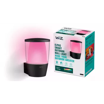 WiZ sieninis šviestuvas ELPAS, išmanusis, Wi-Fi/Bluetooth, juodas, LED, metalas/plastikas