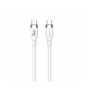 TARGUS Hyper 2m Silikoninis 240W USB-C įkrovimo laidas – Baltas