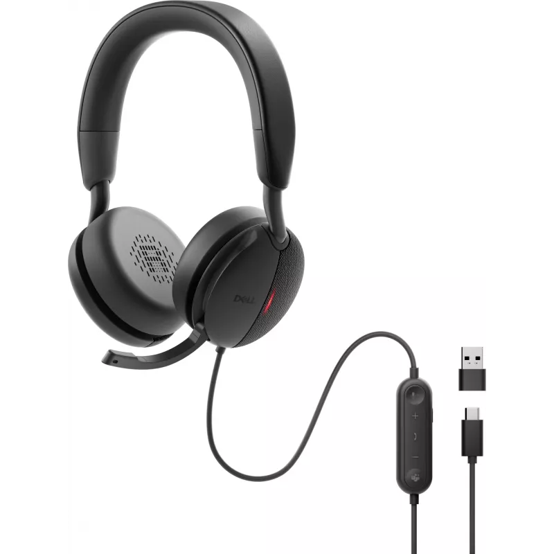 DELL Pro Plus Wired ANC Headset - WH5024, Laidinės, Skambučiai/Muzika, 20 - 20000 Hz, 189 g, Ausinės, Juoda