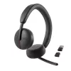 DELL Pro Wireless Headset WL3024, belaidis ir laidinis, pokalbiams/muzikai, 20 - 20000 Hz, 182 g, ausinės, juodos