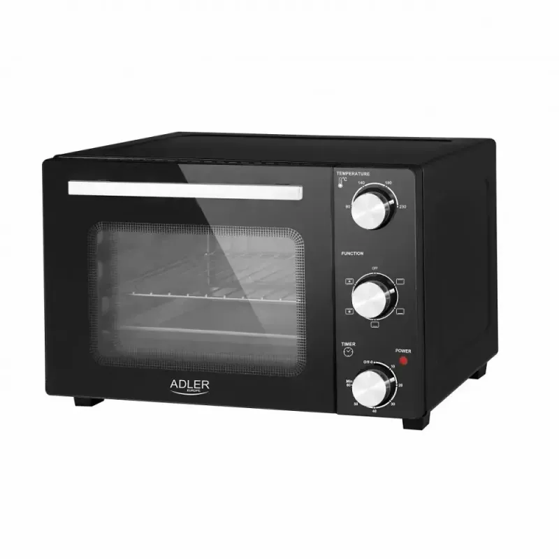 Elektrinė orkaitė ant stalviršio Adler AD 6024 – kompaktiška 22 l talpa, 1300 W, juoda