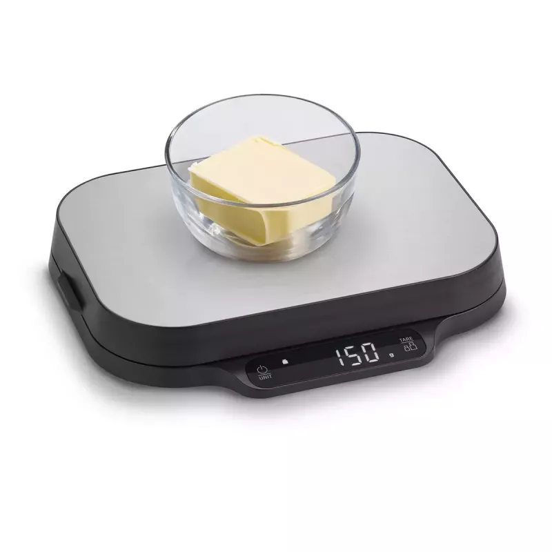 Virtuvinės svarstyklės Caso KitchenDuo 03291 – skaitmeninės, nerūdijantis plienas ir juoda, LED ekranas, 5 kg talpa, taros funkcija