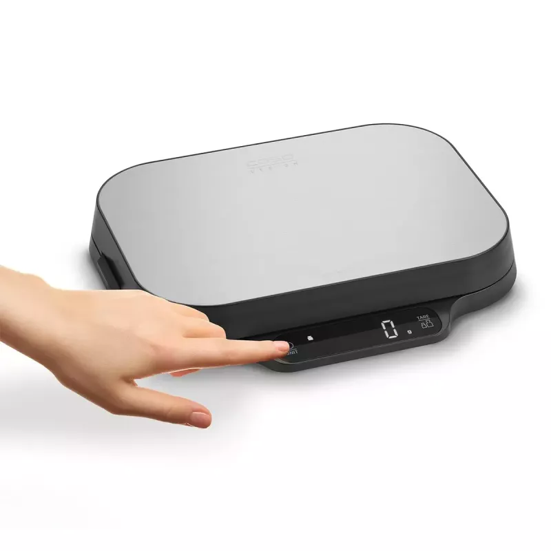 Virtuvinės svarstyklės Caso KitchenDuo 03291 – skaitmeninės, nerūdijantis plienas ir juoda, LED ekranas, 5 kg talpa, taros funkcija